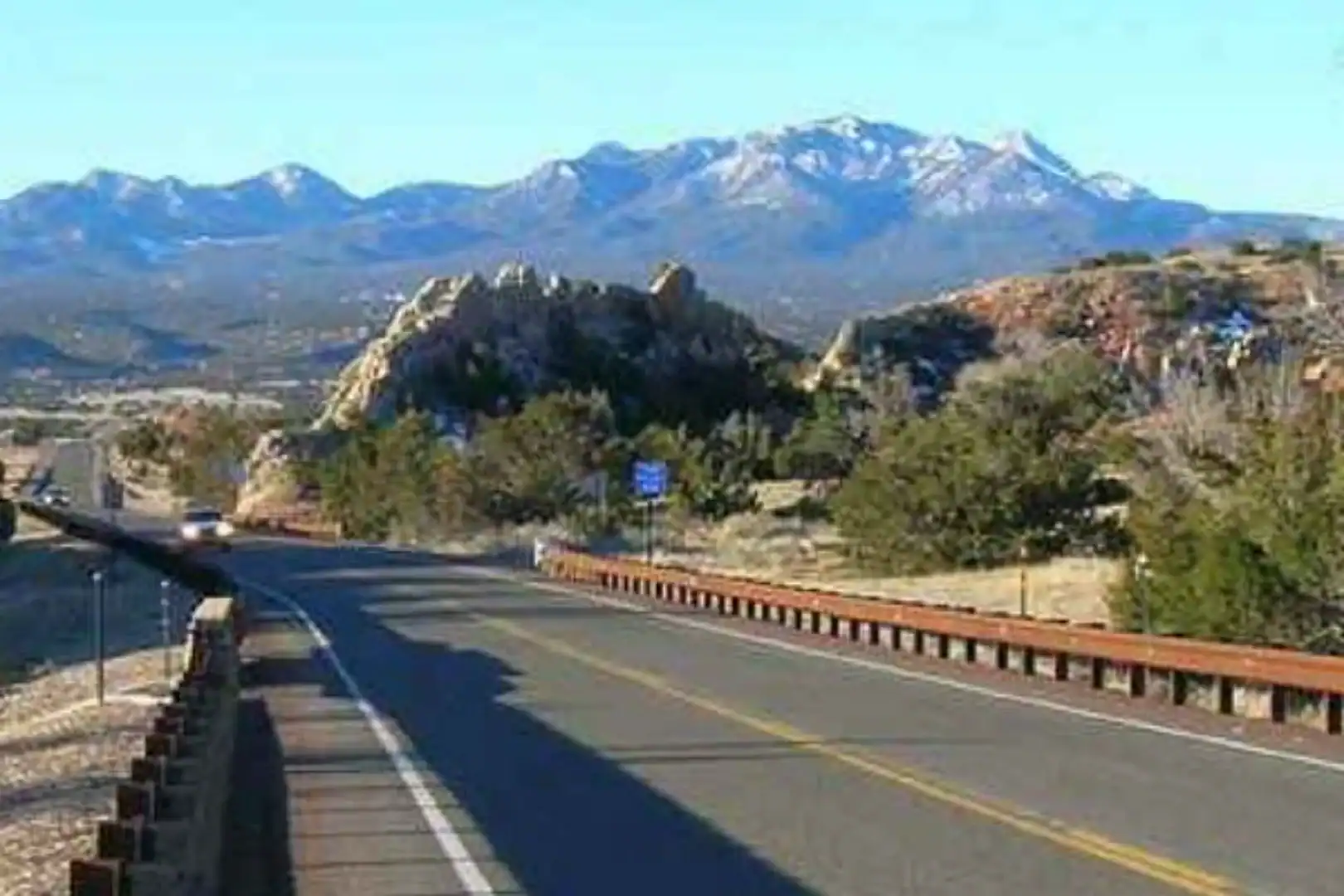 road side view in New Mexico with mountains