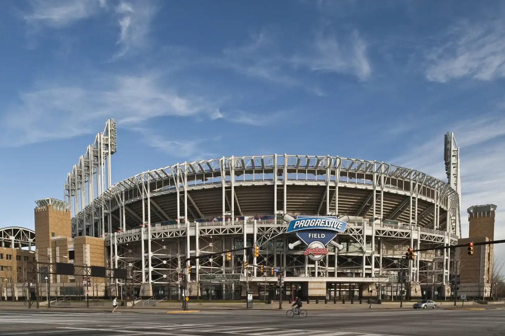 outside view of Progressive baseball Field in Cleveland